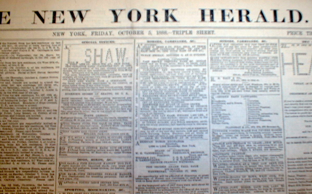 1888 headline newspaper JACK the RIPPER latest Murder WHITECHAPEL