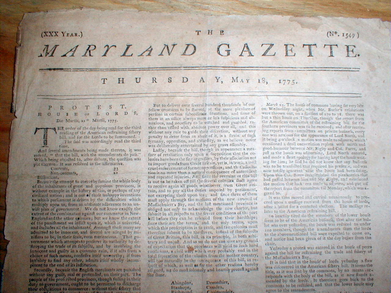 1775 Maryland Gazette Newspaper Revolutionary War Starts Lexington