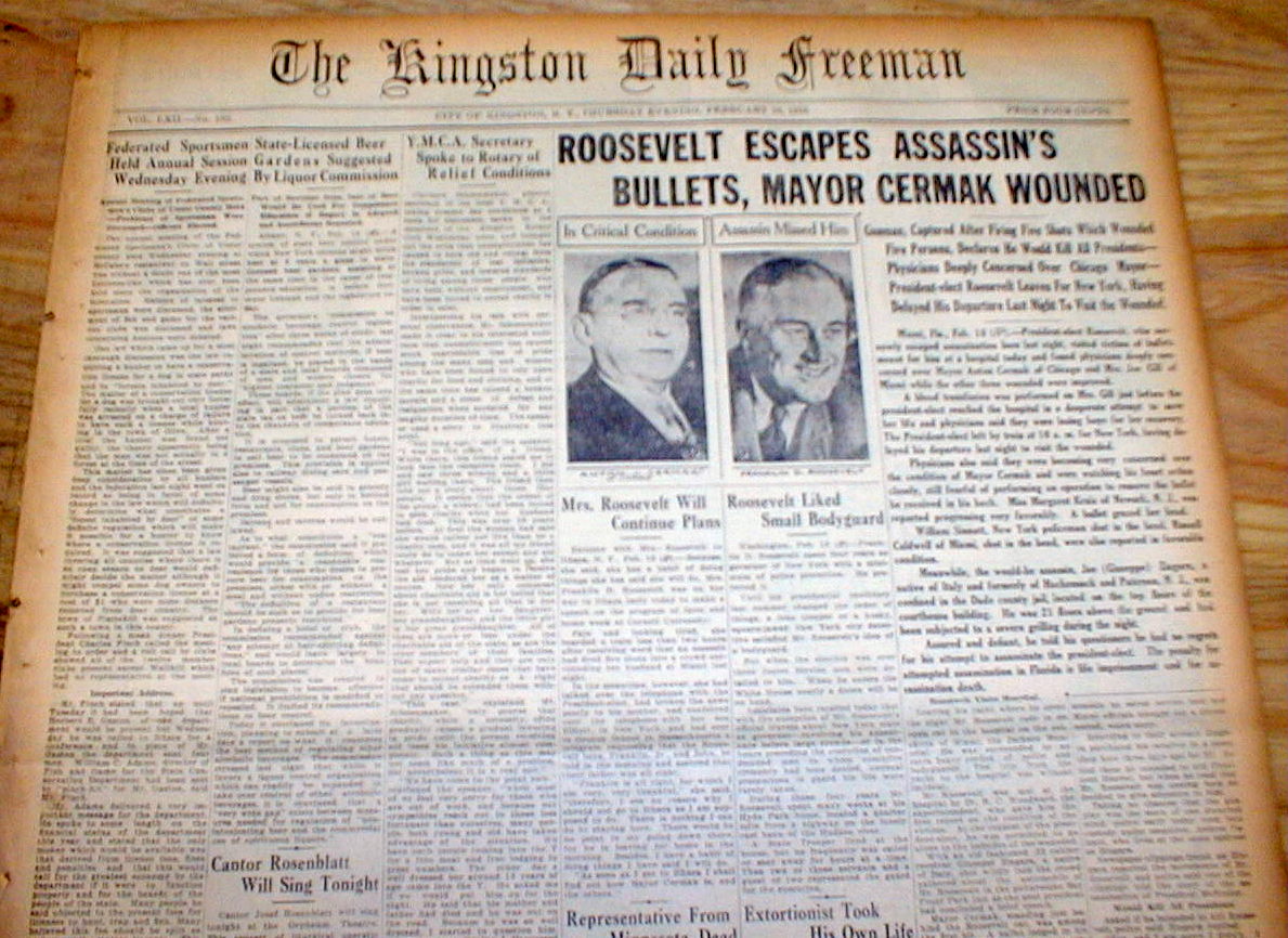 5 1933 Newspapers ASSASSINATION ATTEMPT On PRESIDENT ELECT FRANKLIN D ...