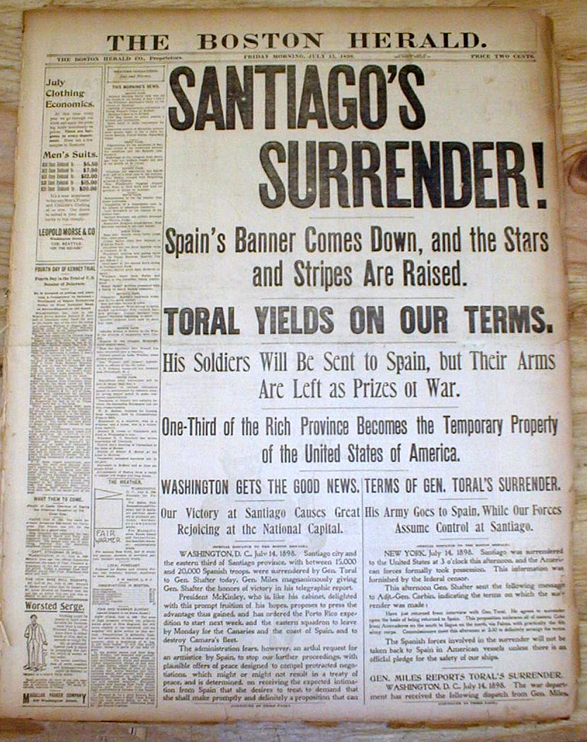7 1898 SPANISH AMERICAN WAR newspapers HEADLINES Naval Battle