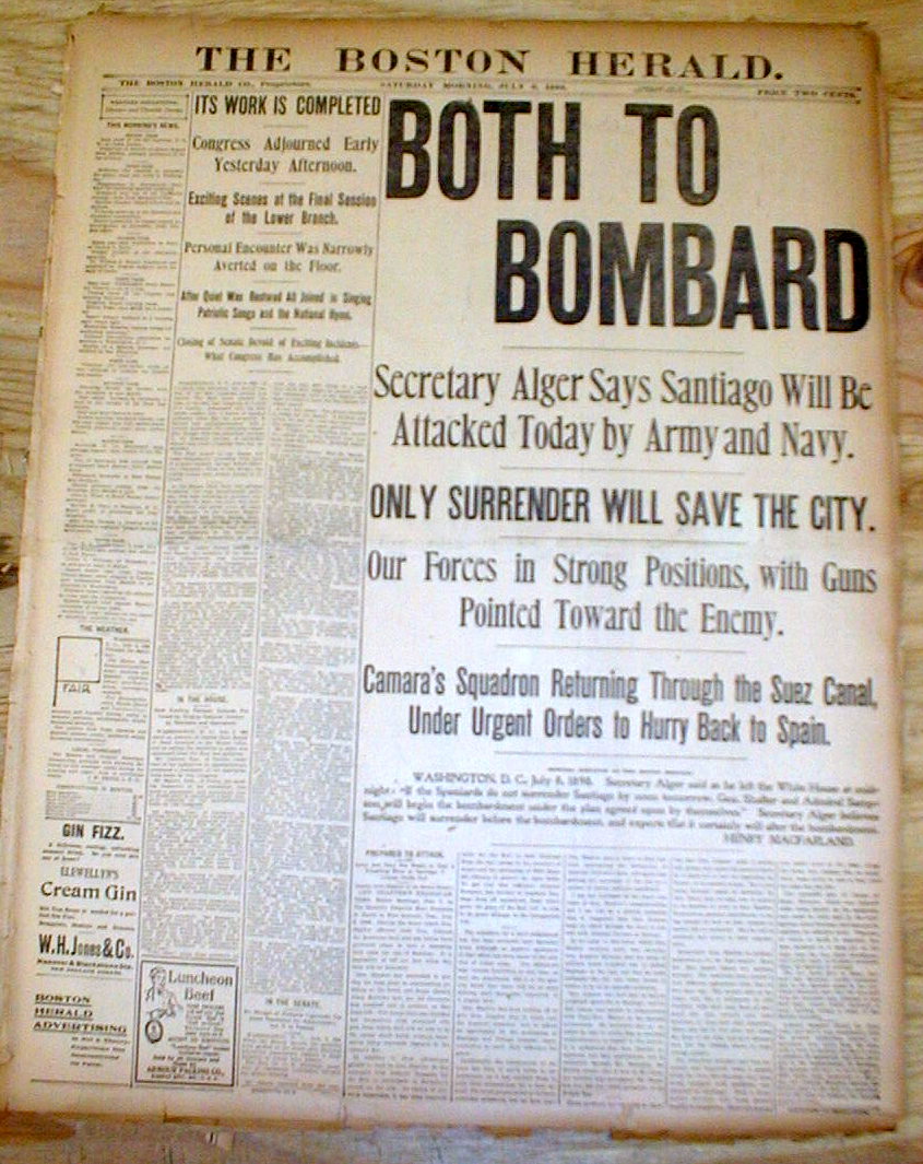 7 1898 SPANISH AMERICAN WAR newspapers HEADLINES Naval Battle
