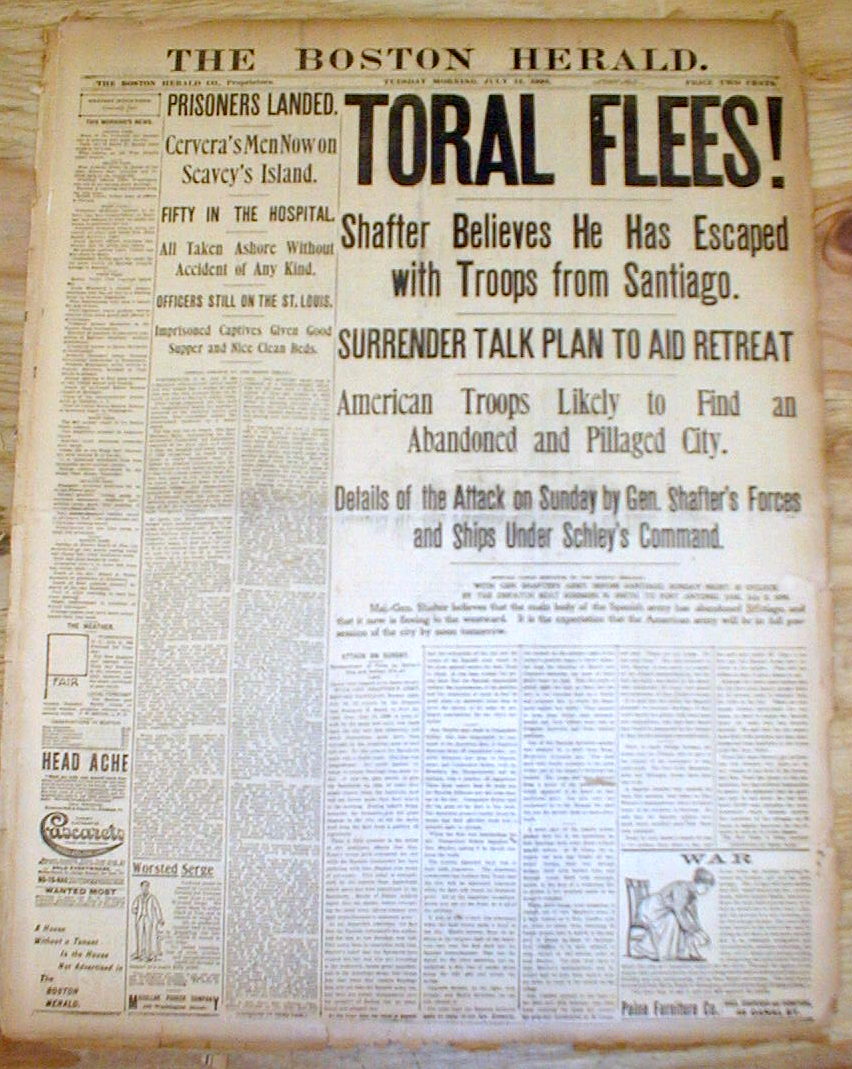 7 1898 SPANISH AMERICAN WAR newspapers HEADLINES Naval Battle