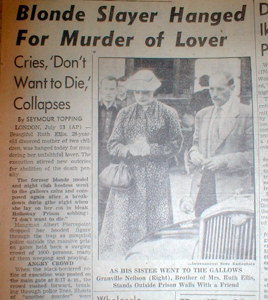 1955 Newspaper Murderer Ruth Ellis Is Last Woman Legally Hanged In Great Britain Ebay 