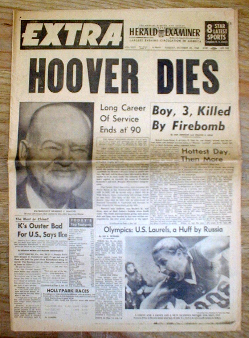 BEST 1964 headline display newspaper EXTRA ExPresident HERBERT