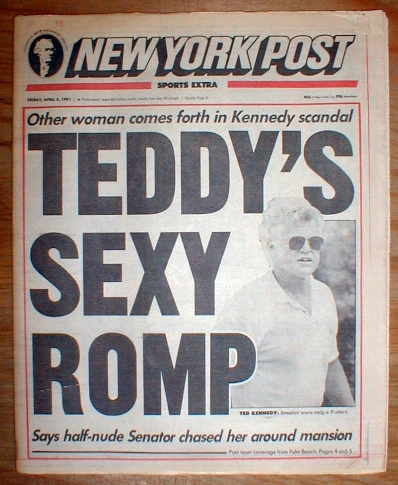 1991 Ny Post Headline Newspaper Ted Kennedy And Sex Scandal Palm Beach Florida Ebay 5677