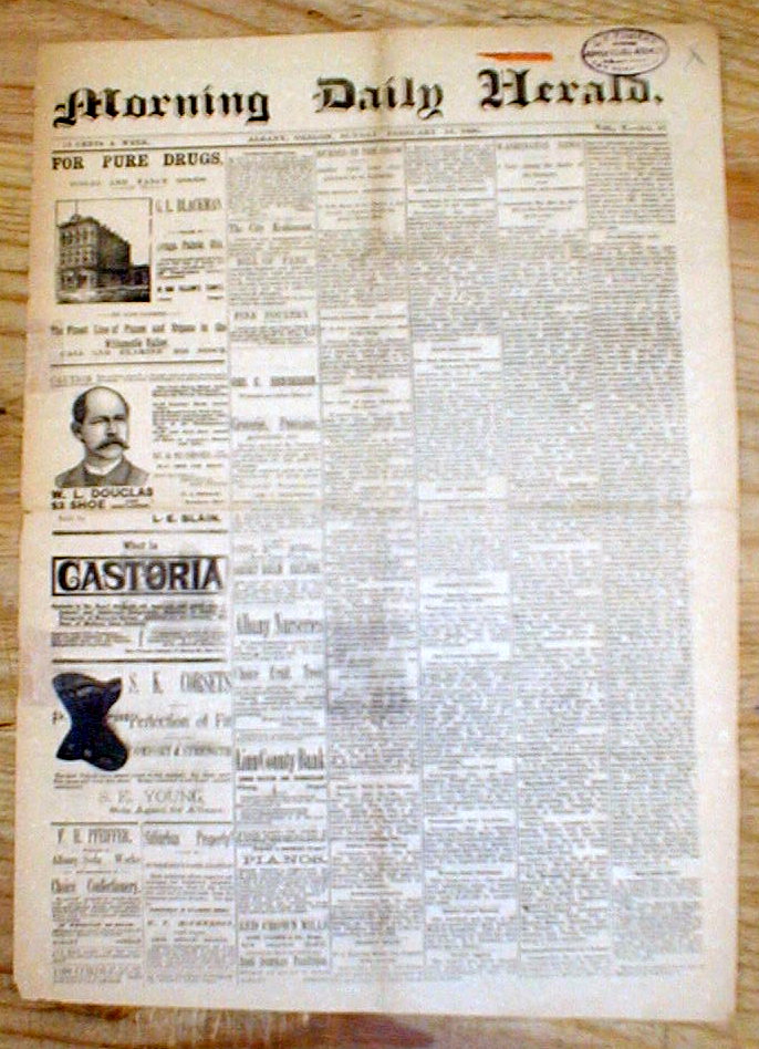 Rare original 1890 newspaper ALBANY MORNING HERALD Albany OREGON 125
