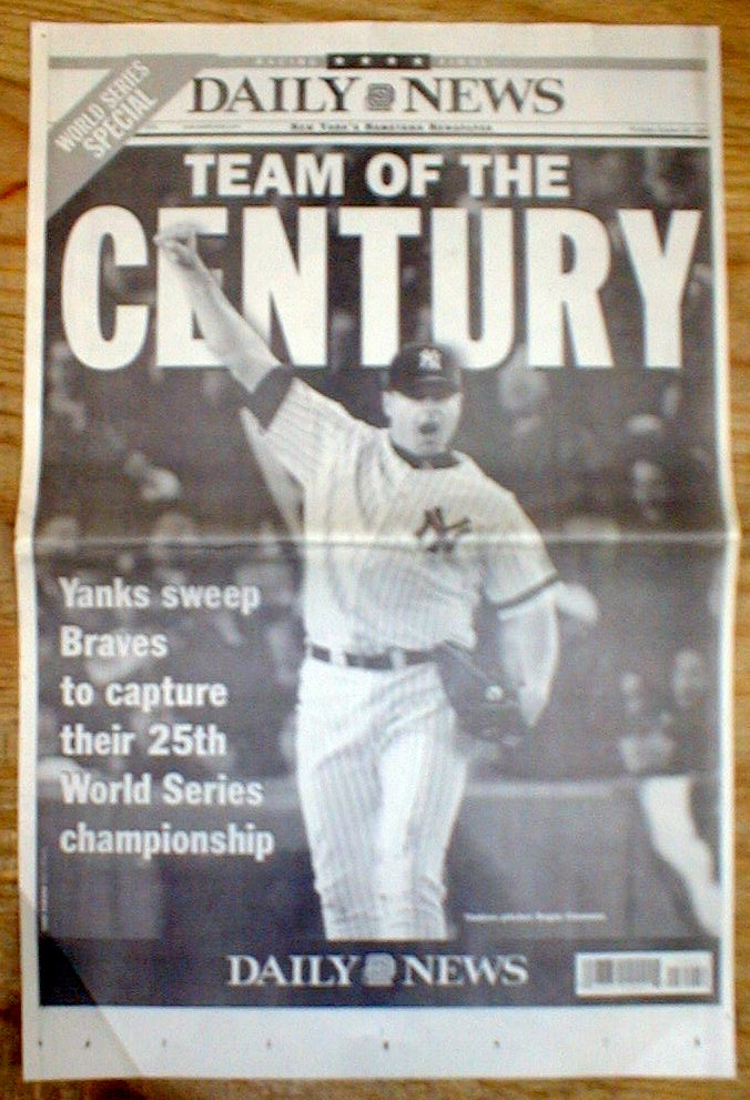BEST 1999 newspaper NEW YORK YANKEES win baseball WORLD SERIES vs