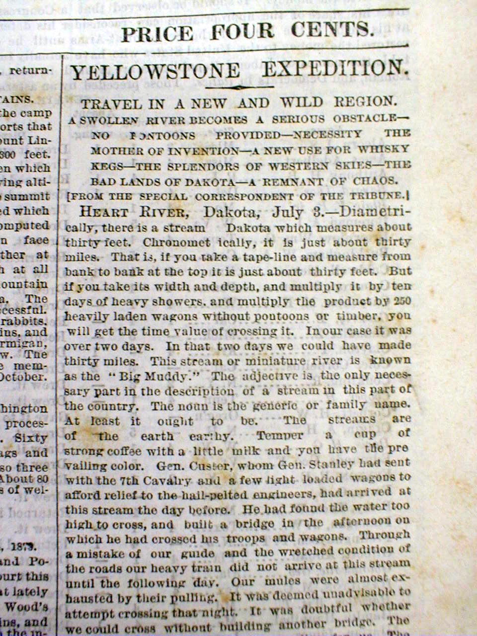 3 1873 newspapers YELLOWSTONE EXPEDITION w DAVID STANLEY &GEO CUSTER in