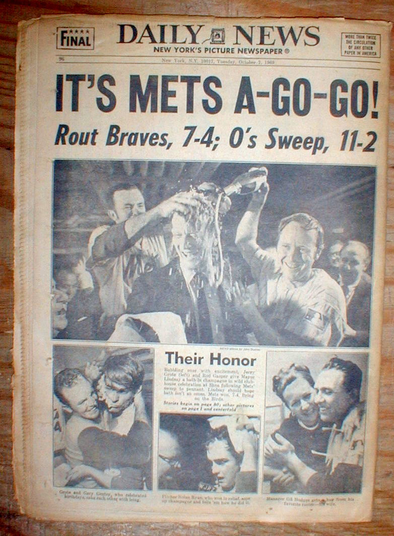 BEST 1969 NY Daily News Newspaper NY METS WIN NATIONAL LEAGUE Baseball ...