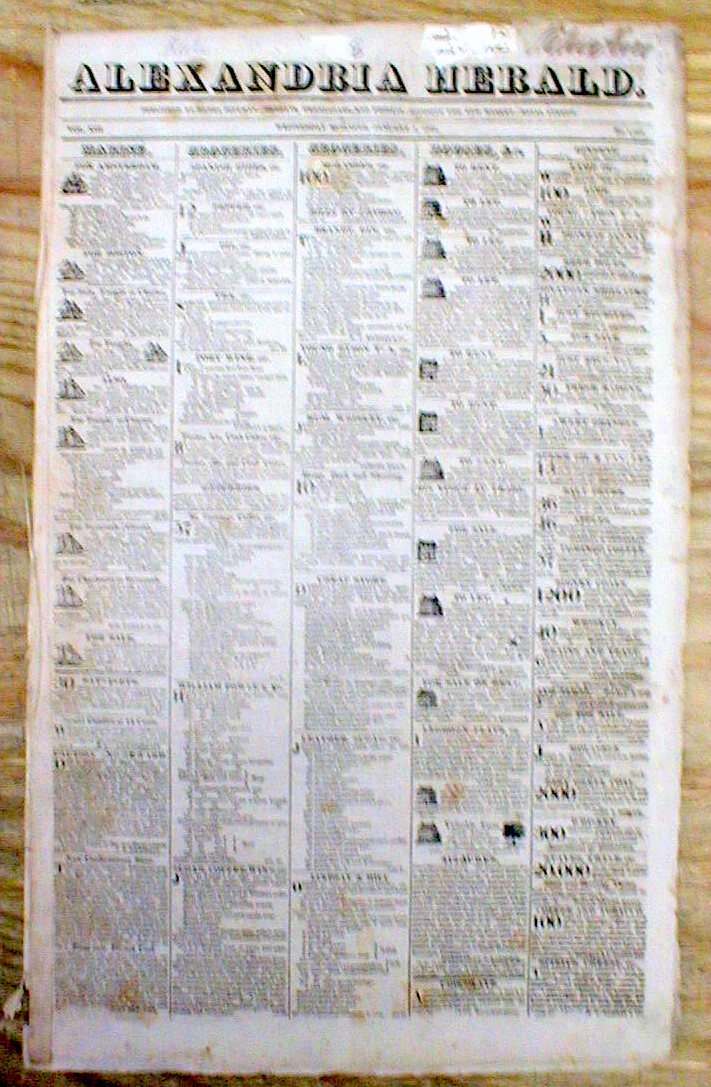 1823 newspaper ALEXANDRIA Virginia w 2 illustrated MILITIA ADs +illust