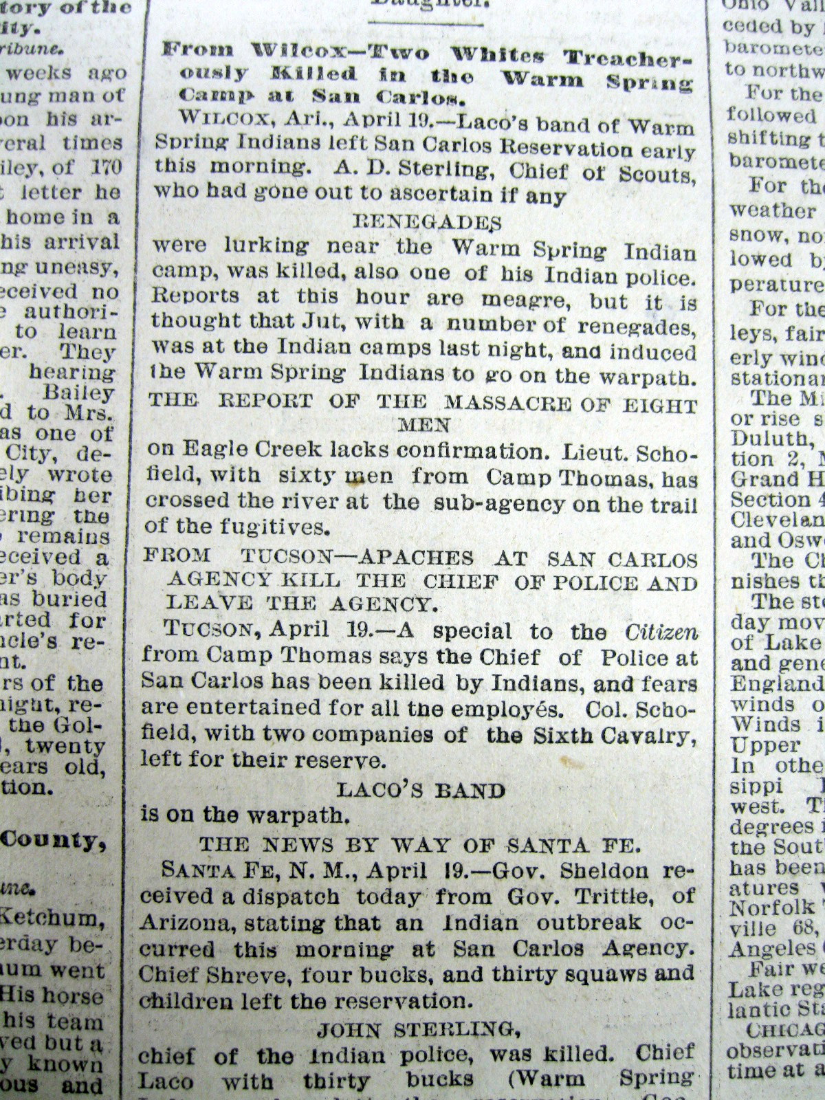 5 1882 Chicago Tribune Newspapers APACHE INDIAN WARS Geronimo ARIZONA ...