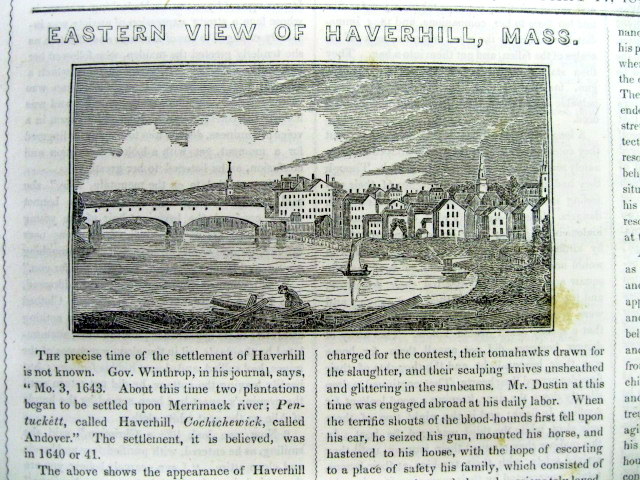 1846 Newspaper W Frnt Page Illustration And Description Of Haverhill